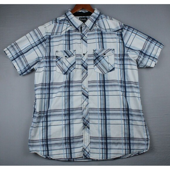 Kaalu Polo Shirt Plaid Multicolor Short Sleeve Button Streetwear Mens Large - Picture 1 of 10